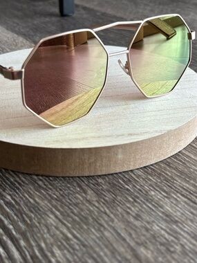 Y2K Pink Octagon Sunglasses Color Changing Lens Retro Cool Girl Sunnies